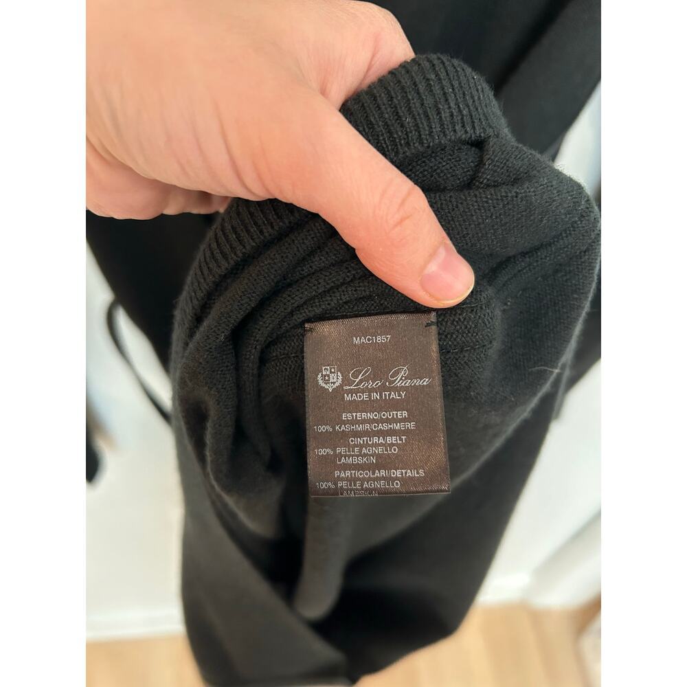 Loro Piana 100% Cashmere Sweater Dress Black classic lambskin belt sz 40 Italy - Picture 8 of 14